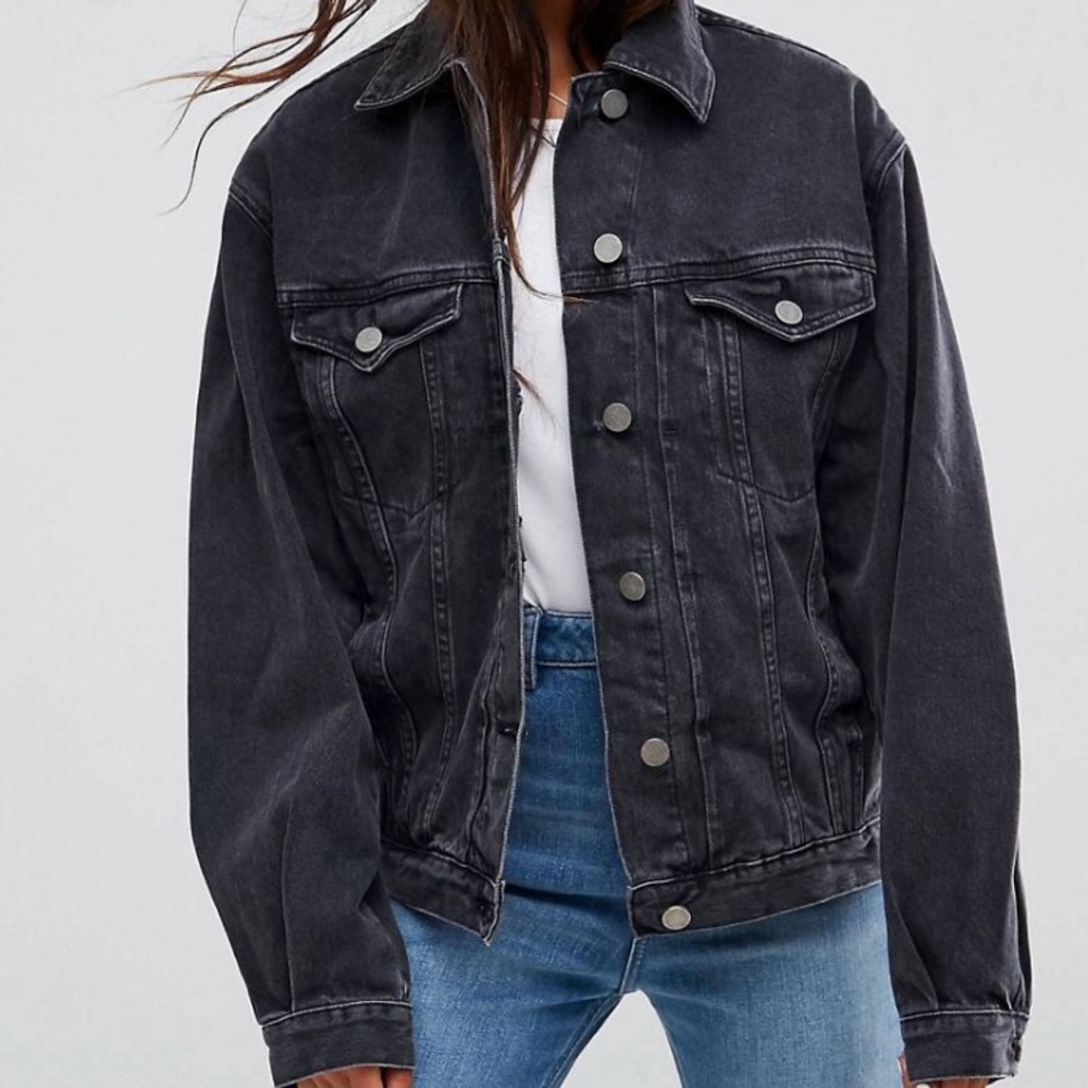 Asos oversized girlfriend black denim jacket